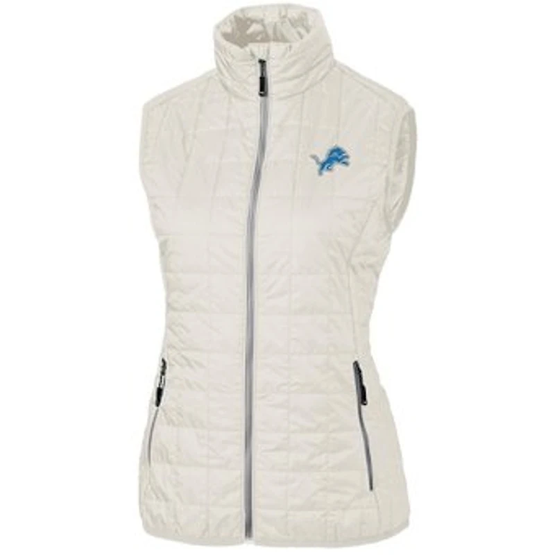 Women's Cutter & Buck Cream Detroit Lions Rainier PrimaLoft Eco Full-Zip Vest