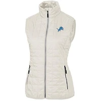 Women's Cutter & Buck Cream Detroit Lions Rainier PrimaLoft Eco Full-Zip Vest