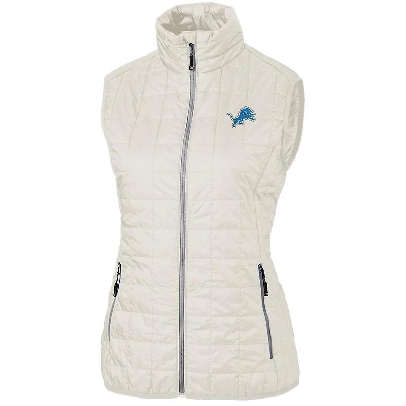 Women's Cutter & Buck Cream Detroit Lions Rainier PrimaLoft Eco Full-Zip Vest
