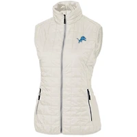 Women's Cutter & Buck Cream Detroit Lions Rainier PrimaLoft Eco Full-Zip Vest
