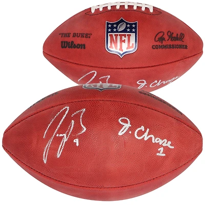 Ja'Marr Chase and Joe Burrow Cincinnati Bengals Autographed Wilson Duke Full Color Pro Football
