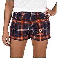 Women's Concepts Sport Navy/Orange Virginia Cavaliers Ultimate Flannel Sleep Shorts