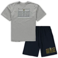 Men's Concepts Sport Heathered Gray/Navy Milwaukee Brewers Big & Tall Top & Shorts Sleep Set