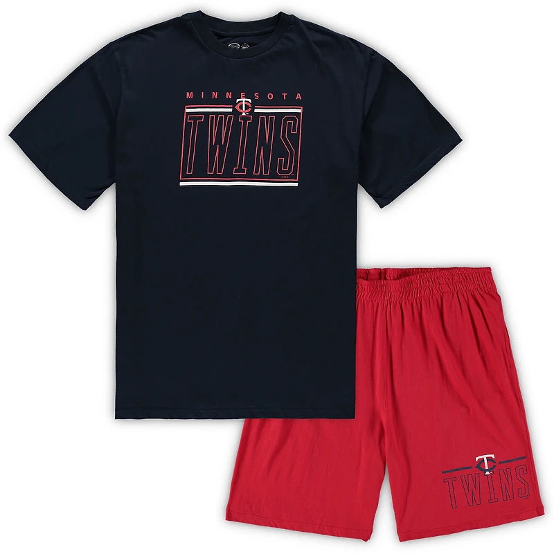 Men's Concepts Sport Navy/Red Minnesota Twins Big & Tall Top & Shorts Sleep Set