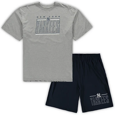 Men's Concepts Sport Heathered Gray/Navy New York Yankees Big & Tall Top & Shorts Sleep Set