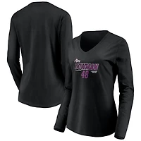 Women's Black Alex Bowman Dominant Winner Long Sleeve V-Neck T-Shirt