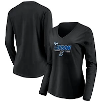Women's Black Kyle Larson Dominant Winner Long Sleeve V-Neck T-Shirt