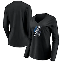 Women's Black Kyle Larson Three Wide Long Sleeve V-Neck T-Shirt