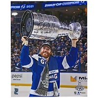 Brayden Point Tampa Bay Lightning Autographed 2021 Stanley Cup Champions 16" x 20" Raising Cup Photograph with "2021 SC Champs" Inscription