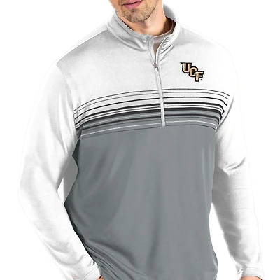 Men's Antigua White/Gray UCF Knights Pace Quarter-Zip Pullover Jacket