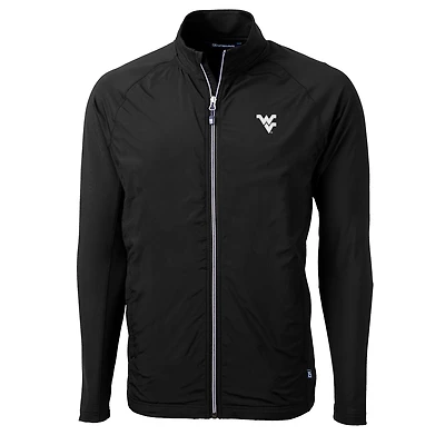 Men's Cutter & Buck Black West Virginia Mountaineers Adapt Eco Knit Full-Zip Jacket