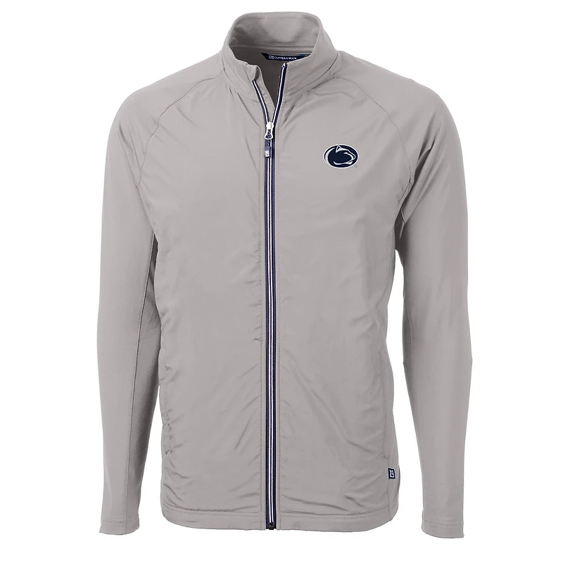 Men's Cutter & Buck Gray Penn State Nittany Lions Adapt Eco Knit Full-Zip Jacket