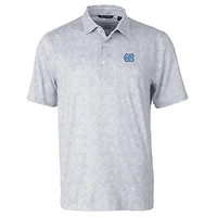 Men's Cutter & Buck Gray North Carolina Tar Heels Pike Constellation Print Stretch Polo