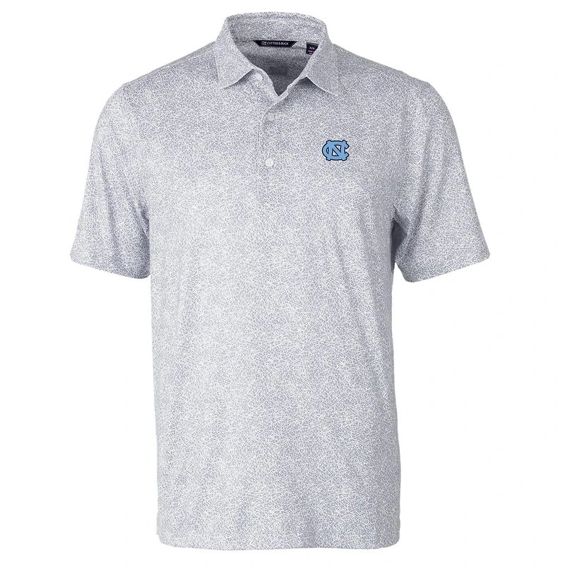 Men's Cutter & Buck Gray North Carolina Tar Heels Pike Constellation Print Stretch Polo