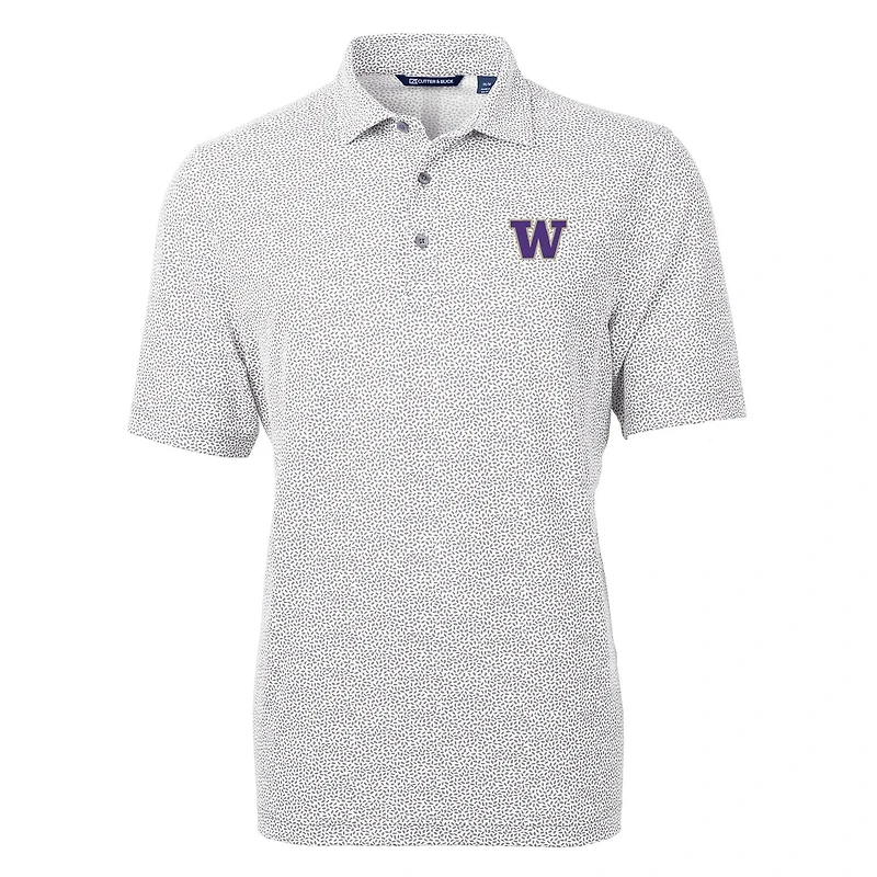 Men's Cutter & Buck Gray Washington Huskies Virtue Eco Pique Botanical Print Polo
