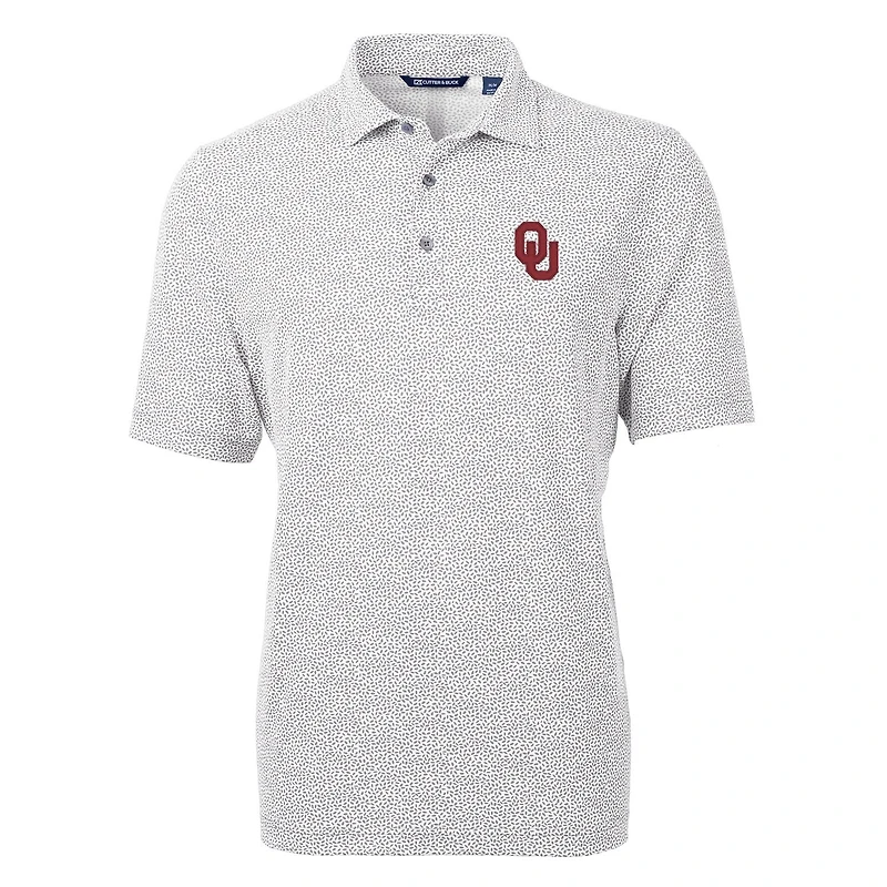 Men's Cutter & Buck Gray Oklahoma Sooners Virtue Eco Pique Botanical Print Polo