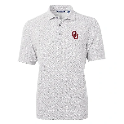 Men's Cutter & Buck Gray Oklahoma Sooners Virtue Eco Pique Botanical Print Polo