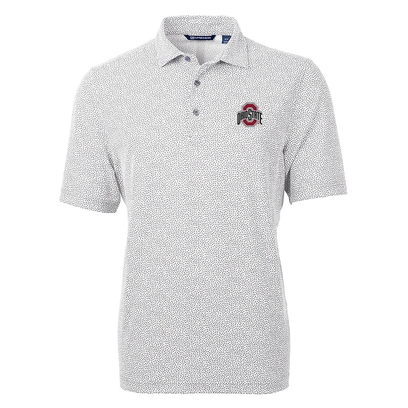 Men's Cutter & Buck Gray Ohio State Buckeyes Virtue Eco Pique Botanical Print Polo