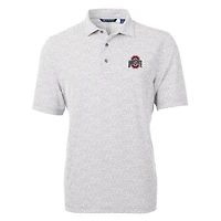 Men's Cutter & Buck Gray Ohio State Buckeyes Virtue Eco Pique Botanical Print Polo