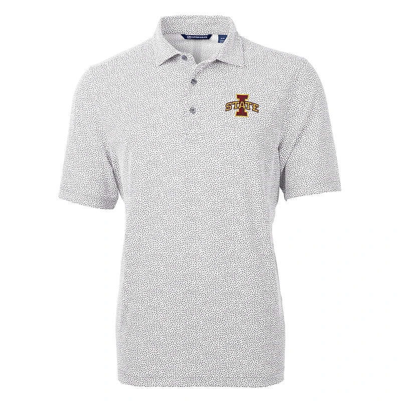 Men's Cutter & Buck Gray Iowa State Cyclones Virtue Eco Pique Botanical Print Polo