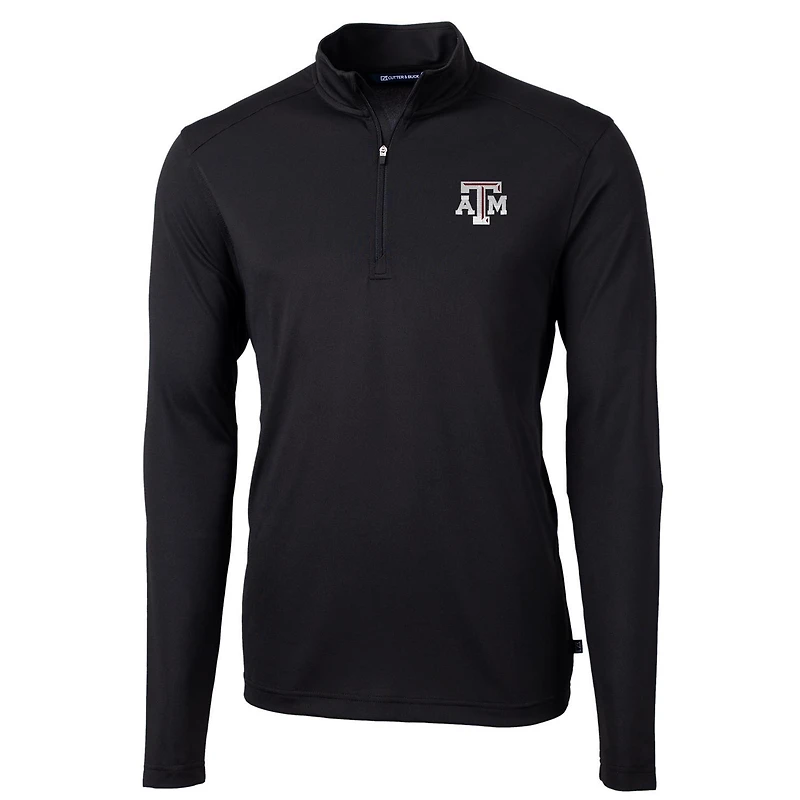 Men's Cutter & Buck Black Texas A&M Aggies Virtue Eco Pique Recycled Quarter-Zip Jacket
