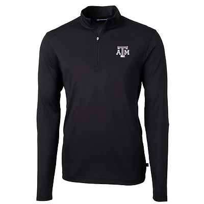 Men's Cutter & Buck Black Texas A&M Aggies Virtue Eco Pique Recycled Quarter-Zip Jacket