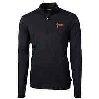 Men's Cutter & Buck Black Arizona State Sun Devils Virtue Eco Pique Recycled Quarter-Zip Jacket