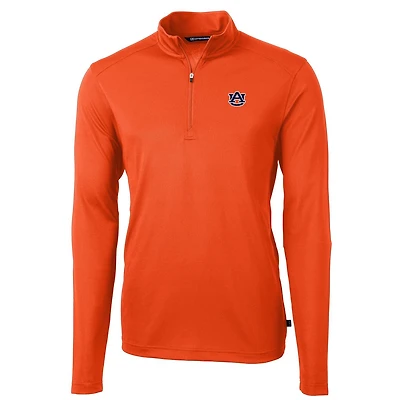Men's Cutter & Buck Orange Auburn Tigers Virtue Eco Pique Recycled Quarter-Zip Jacket