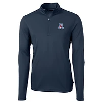 Men's Cutter & Buck Navy Arizona Wildcats Virtue Eco Pique Recycled Quarter-Zip Jacket