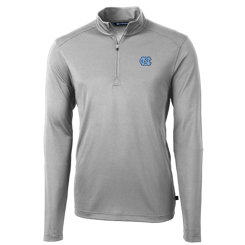 Men's Cutter & Buck Gray North Carolina Tar Heels Virtue Eco Pique Recycled Quarter-Zip Jacket