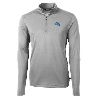 Men's Cutter & Buck Gray North Carolina Tar Heels Virtue Eco Pique Recycled Quarter-Zip Jacket