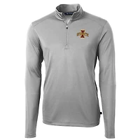 Men's Cutter & Buck Gray Iowa State Cyclones Virtue Eco Pique Recycled Quarter-Zip Jacket