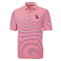 Men's Cutter & Buck Red Ole Miss Rebels Virtue Eco Pique Stripe Recycled Polo