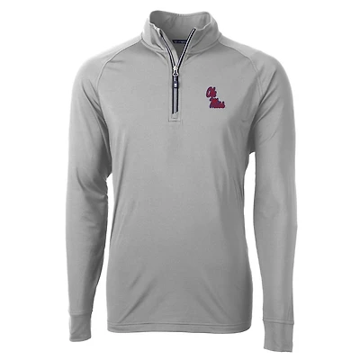 Men's Cutter & Buck Gray Ole Miss Rebels Big & Tall Adapt Eco Knit Quarter-Zip Pullover Jacket