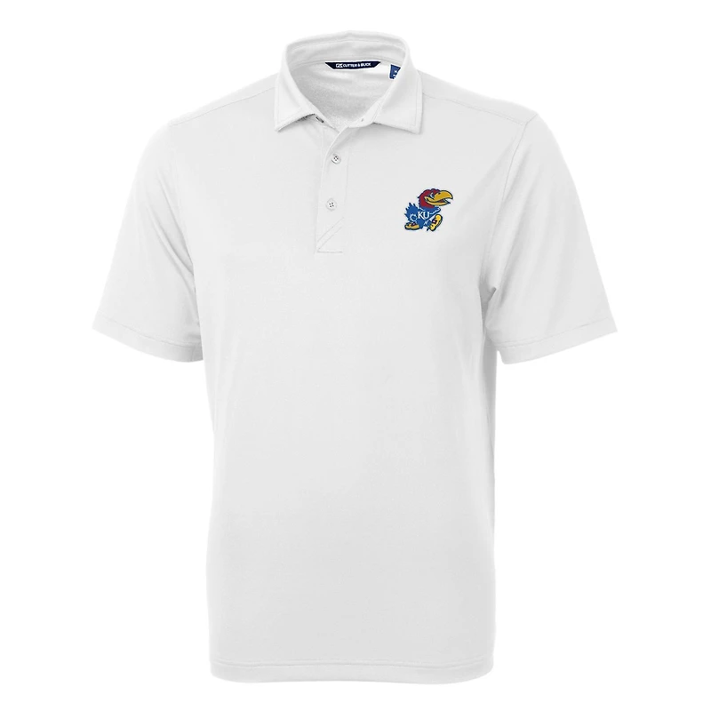 Men's Cutter & Buck White Kansas Jayhawks Big & Tall Virtue Eco Pique Recycled Polo