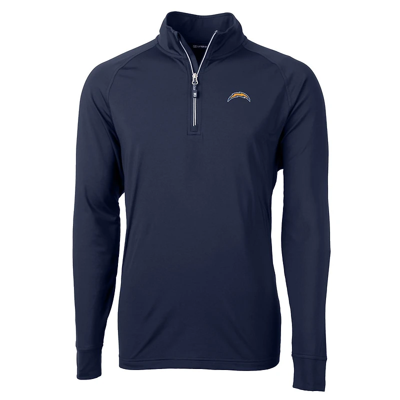 Men's Cutter & Buck Navy Los Angeles Chargers Adapt Eco Knit Quarter-Zip Pullover Jacket