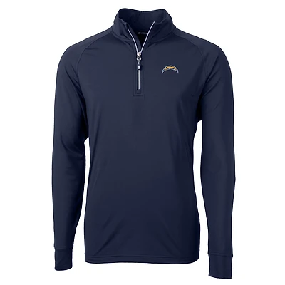 Men's Cutter & Buck Navy Los Angeles Chargers Adapt Eco Knit Quarter-Zip Pullover Jacket