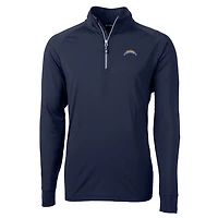 Men's Cutter & Buck Navy Los Angeles Chargers Adapt Eco Knit Quarter-Zip Pullover Jacket