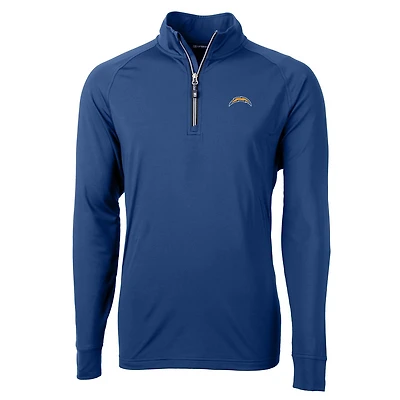 Men's Cutter & Buck Royal Los Angeles Chargers Adapt Eco Knit Quarter-Zip Pullover Jacket