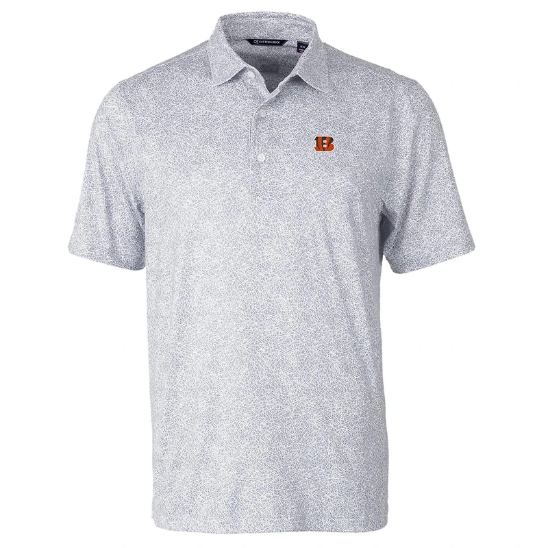 Men's Cutter & Buck Gray Cincinnati Bengals Pike Constellation Print Stretch Polo