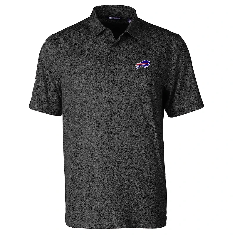 Men's Cutter & Buck Black Buffalo Bills Pike Constellation Print Stretch Polo