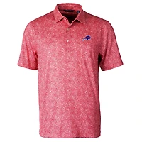 Men's Cutter & Buck Red Buffalo Bills Pike Constellation Print Stretch Polo