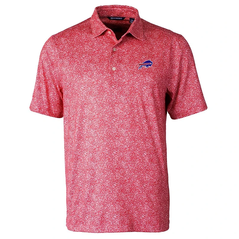 Men's Cutter & Buck Red Buffalo Bills Pike Constellation Print Stretch Polo