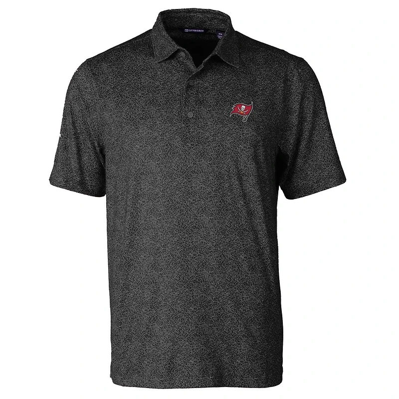 Men's Cutter & Buck Black Tampa Bay Buccaneers Pike Constellation Print Stretch Polo