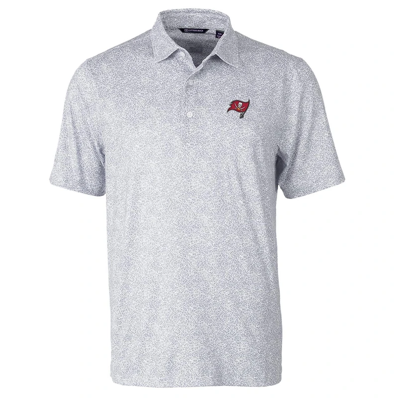 Men's Cutter & Buck Gray Tampa Bay Buccaneers Pike Constellation Print Stretch Polo