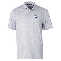 Men's Cutter & Buck Gray Indianapolis Colts Pike Constellation Print Stretch Polo