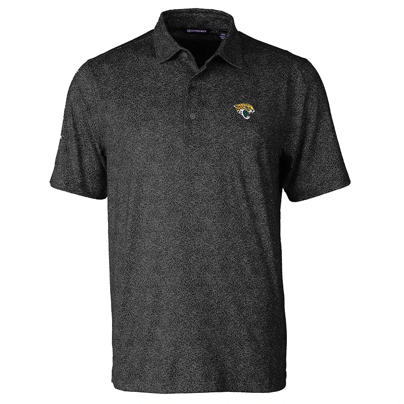 Men's Cutter & Buck Black Jacksonville Jaguars Pike Constellation Print Stretch Polo