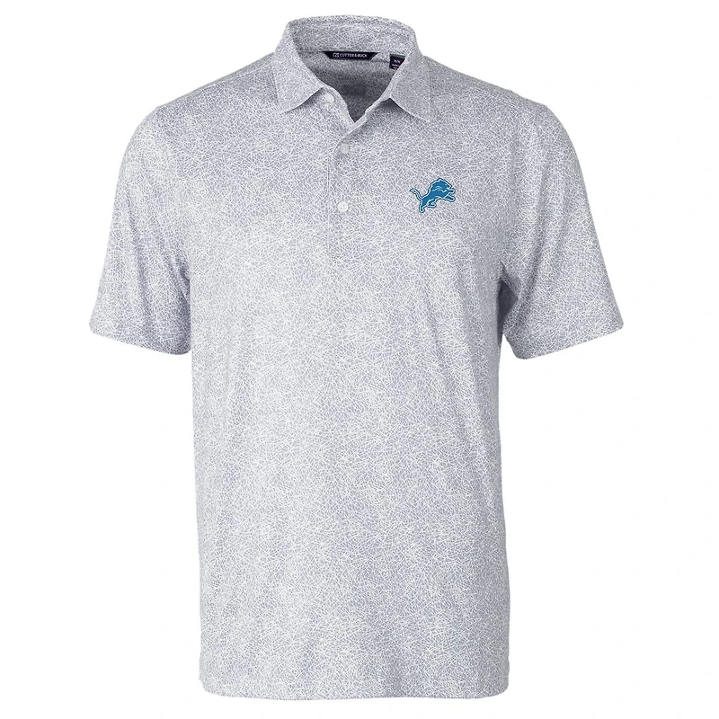 Men's Cutter & Buck Gray Detroit Lions Pike Constellation Print Stretch Polo