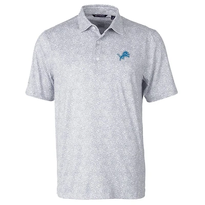 Men's Cutter & Buck Gray Detroit Lions Pike Constellation Print Stretch Polo