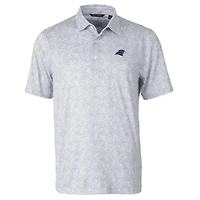 Men's Cutter & Buck Gray Carolina Panthers Pike Constellation Print Stretch Polo